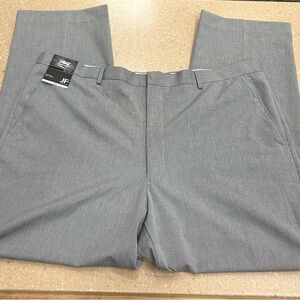 jf j.ferrar Men's Grey Flat Front Dress Pants